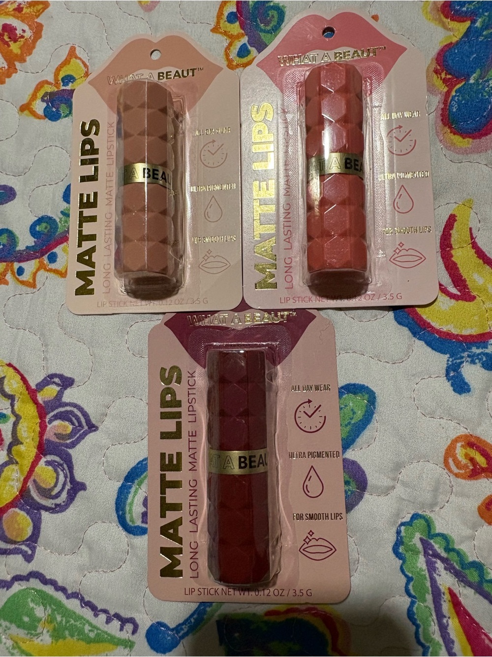 What A Beaut Matte Lipstick Trio — Nude, Coral, Berry